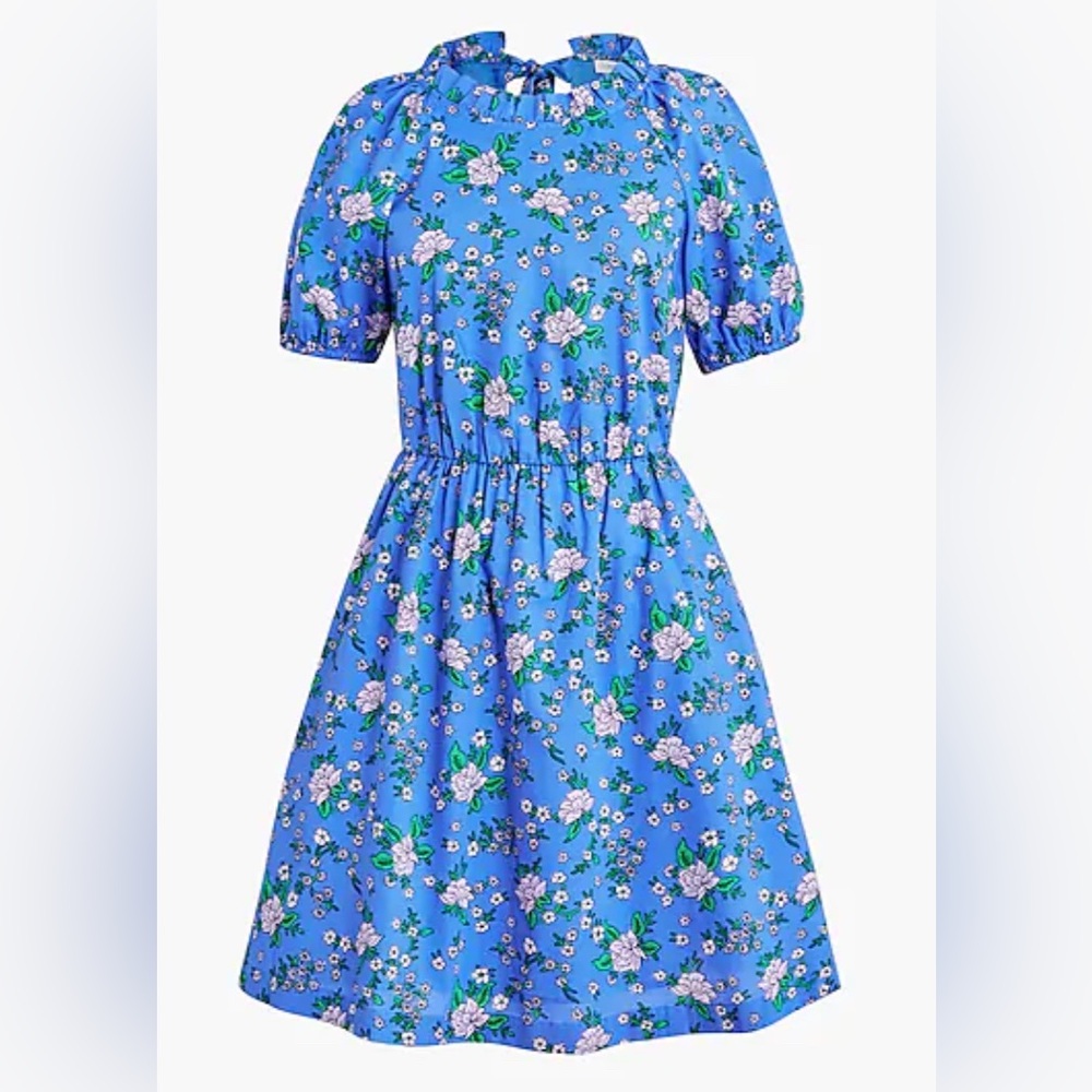 J. Crew Blue Floral Sundress with Puff Sleeves. Size 14. NWT